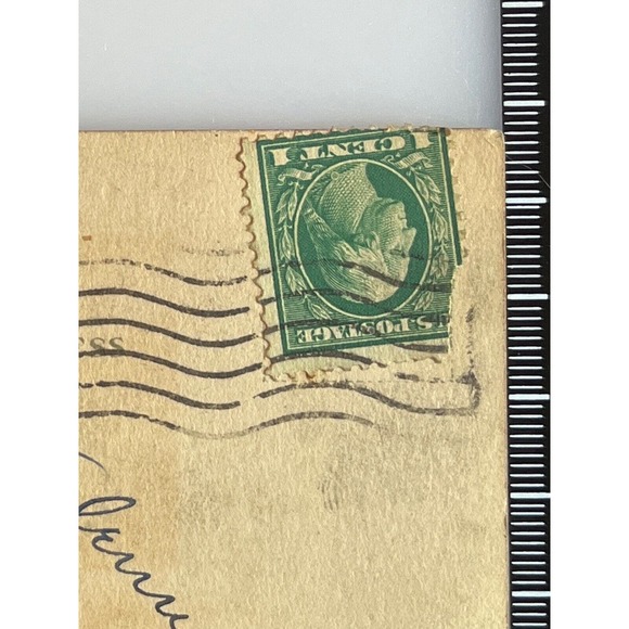 Antique 1922 Ephemera Postcard Birthday Wishes Litho Country Scene Man Woman SEE - Picture 4 of 7